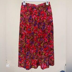 Floral Paisley Maxi Skirt - Red and Purple